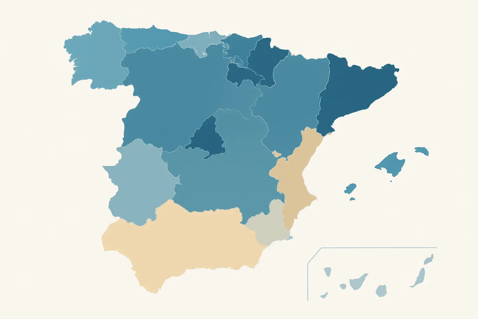 Mapa de España con gradiente de color que muestra la distribución de estudiantes internacionales por comunidad autónoma en 2026