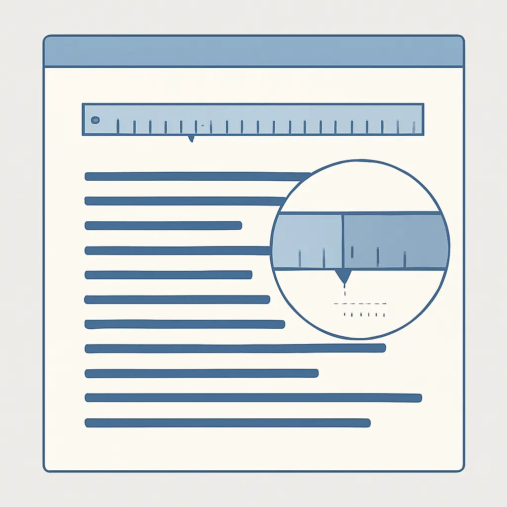 Ilustración del panel de sangría francesa de 1,27 cm configurada en el procesador de textos para la lista de referencias APA 7