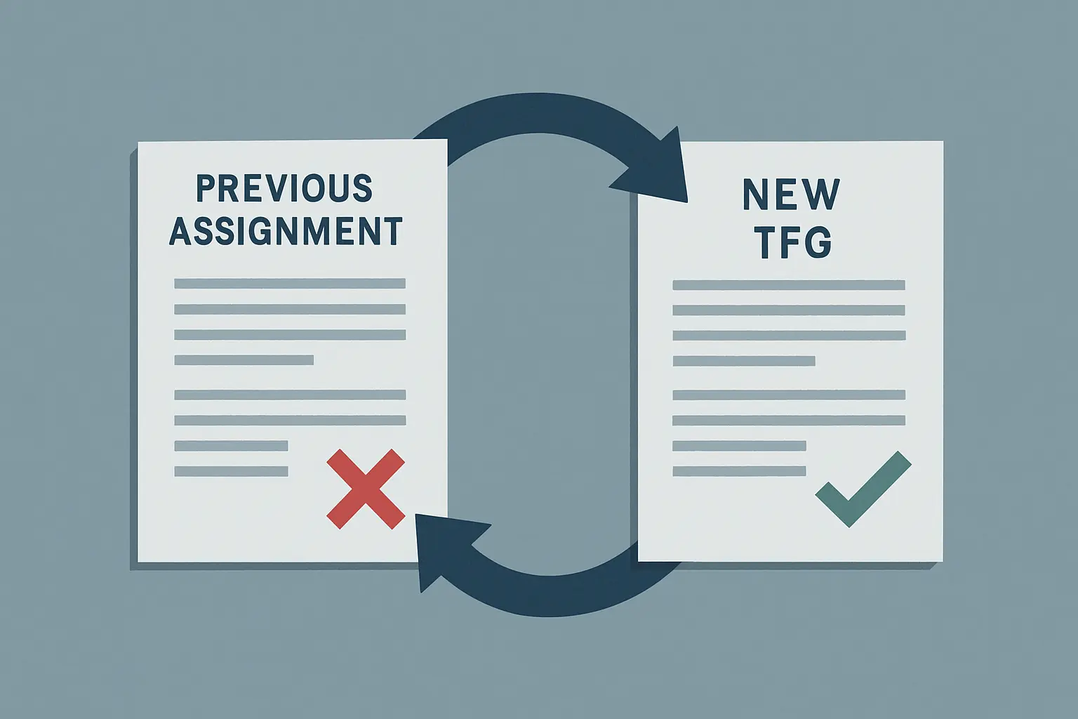 Diagrama que ilustra la diferencia entre reutilización correctamente citada y autoplagio en el TFG