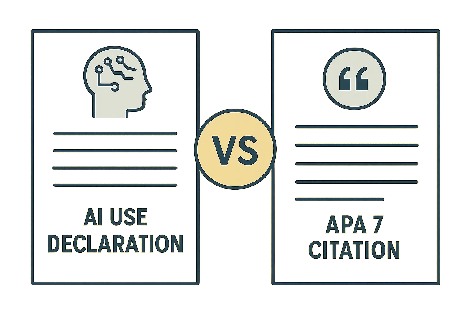 Diferencia entre declarar el uso de IA en el TFG (transparencia del proceso) y citar la IA en APA 7 (atribución de contenido concreto): dos documentos comparados