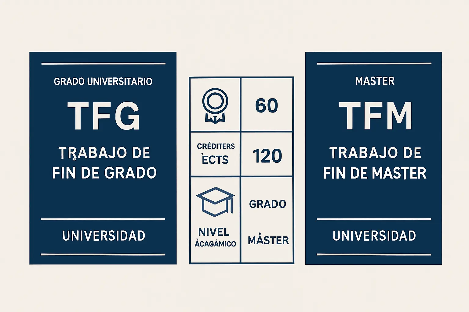 TFG vs TFM en 2026: diferencias clave (extensión, nivel, créditos y defensa)