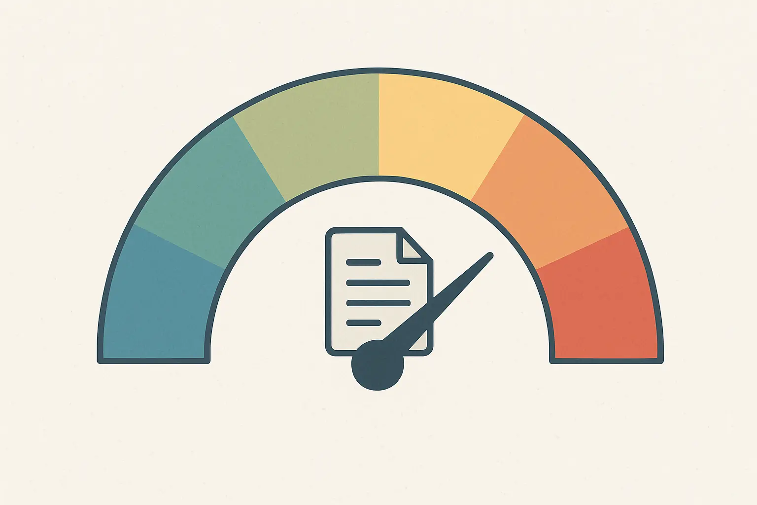 Ilustración de un medidor de colores representando las bandas de porcentaje de similitud en un informe tipo Turnitin