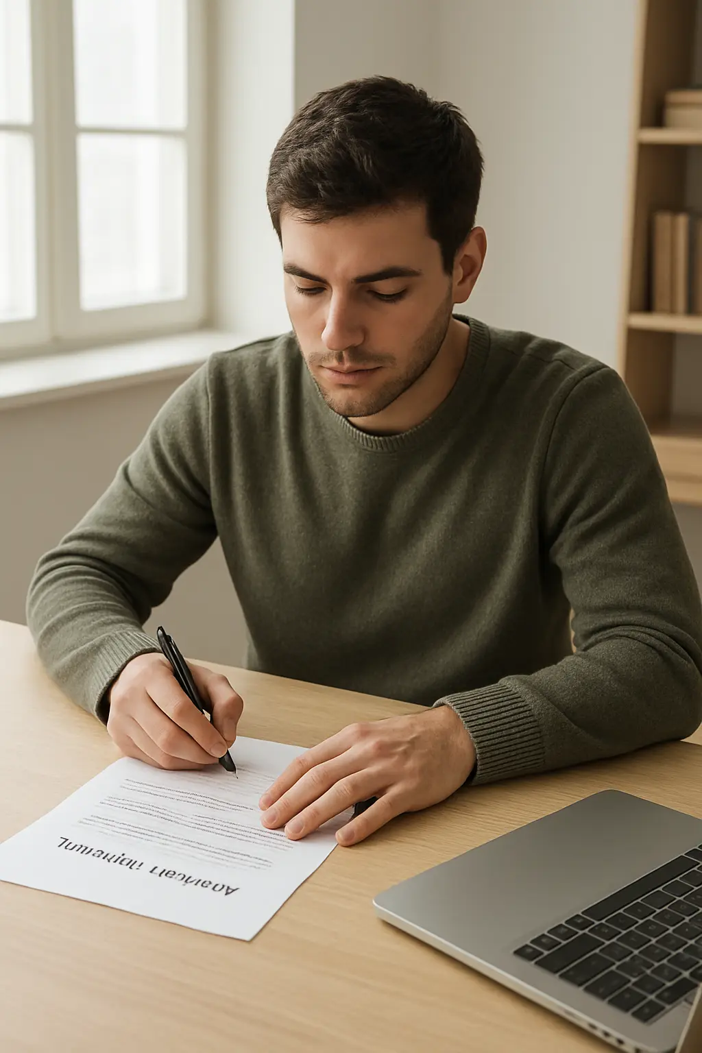 Estudiante firmando una declaración de integridad académica sobre el uso de inteligencia artificial en su tesis