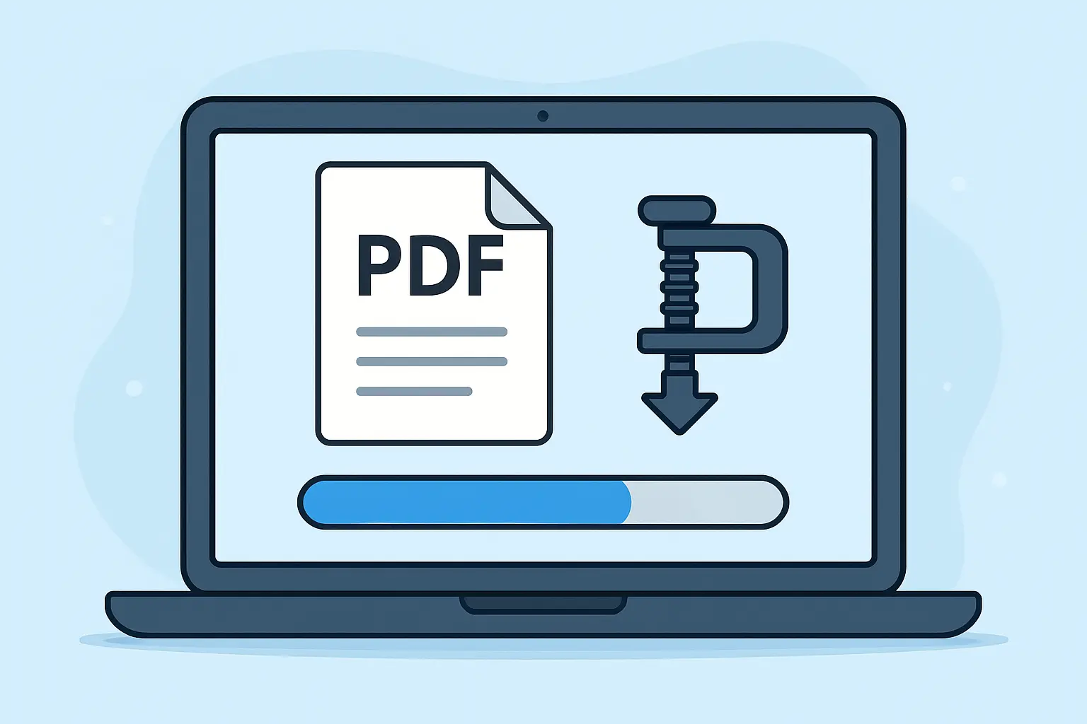 Pantalla de ordenador mostrando la compresión del archivo PDF del TFG antes de la entrega