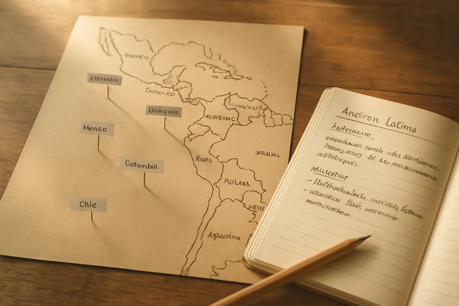 Mapa de América Latina con etiquetas mostrando la terminología académica de titulación por país