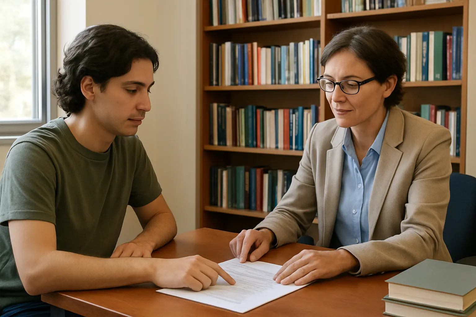 Reunión entre estudiante y coordinador de TFG para tratar un cambio de tutor