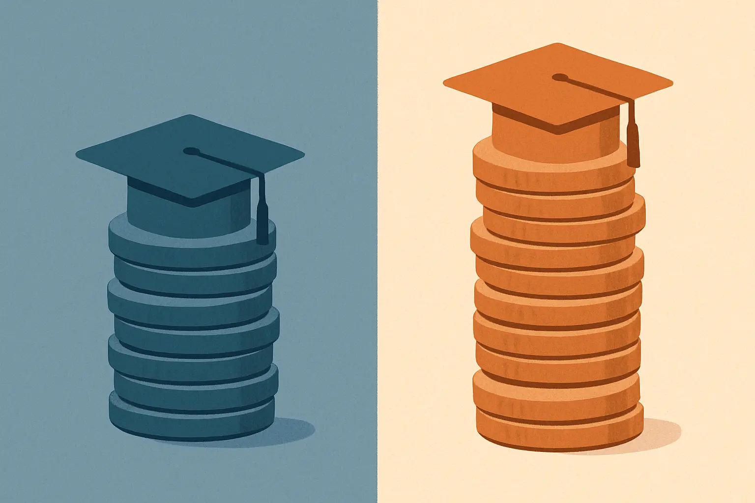 Comparación ilustrada entre el coste de un máster público y uno privado