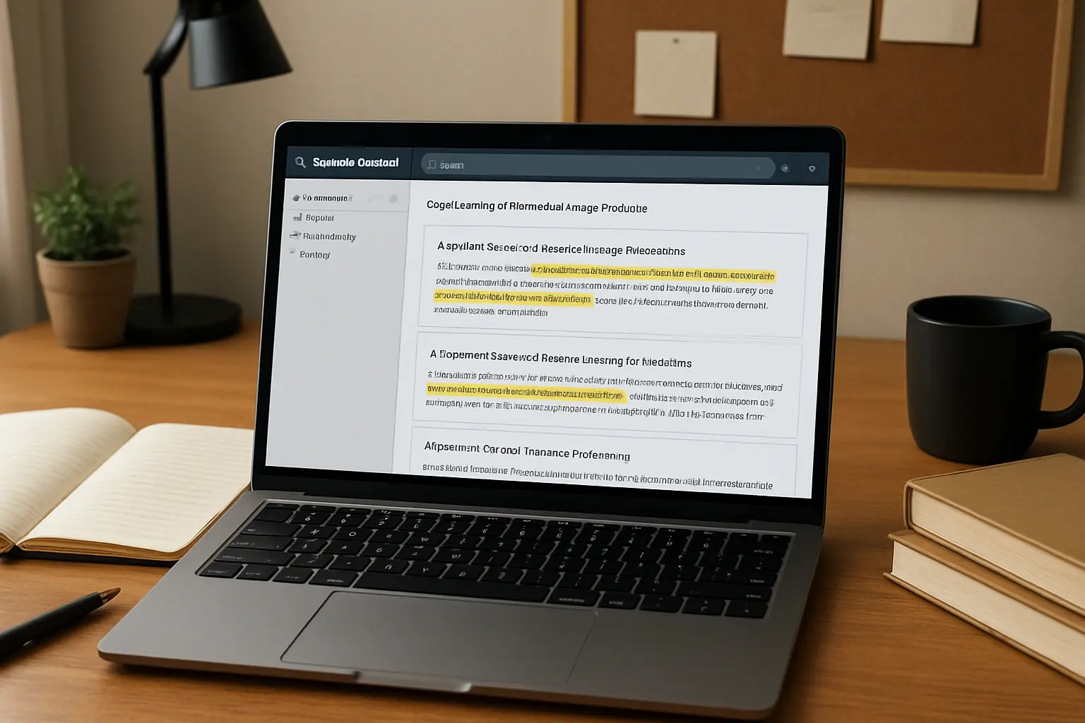 Pantalla de portátil mostrando una herramienta de IA para rastrear fuentes académicas