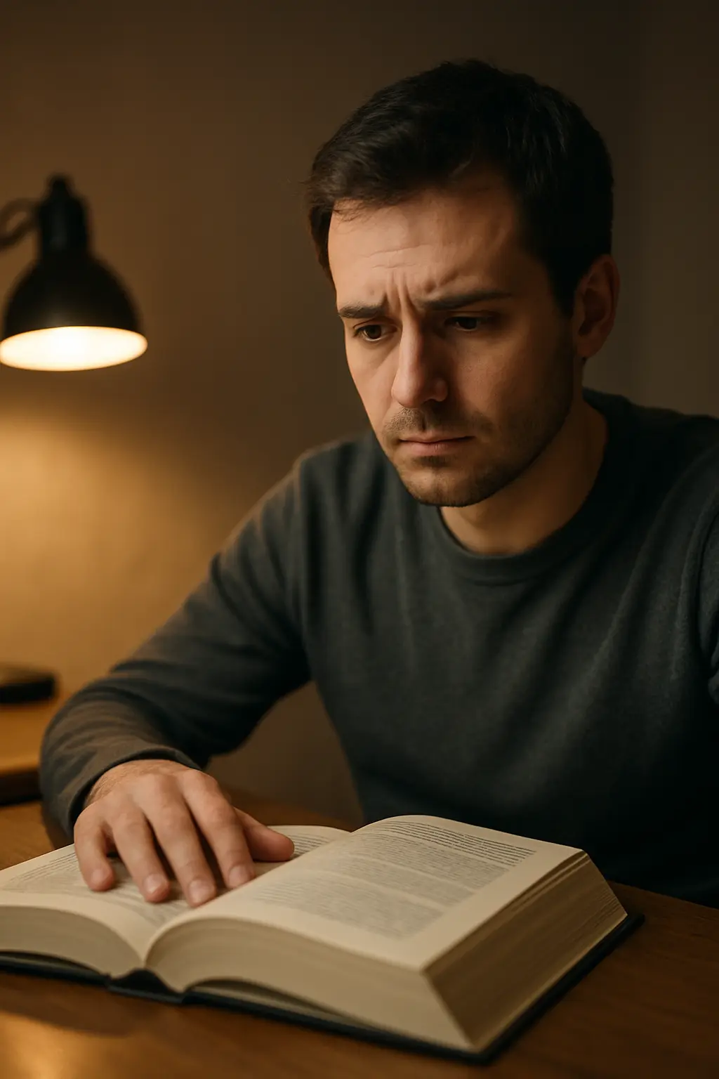 Estudiante revisando su documento empastado tras detectar un error después de la entrega