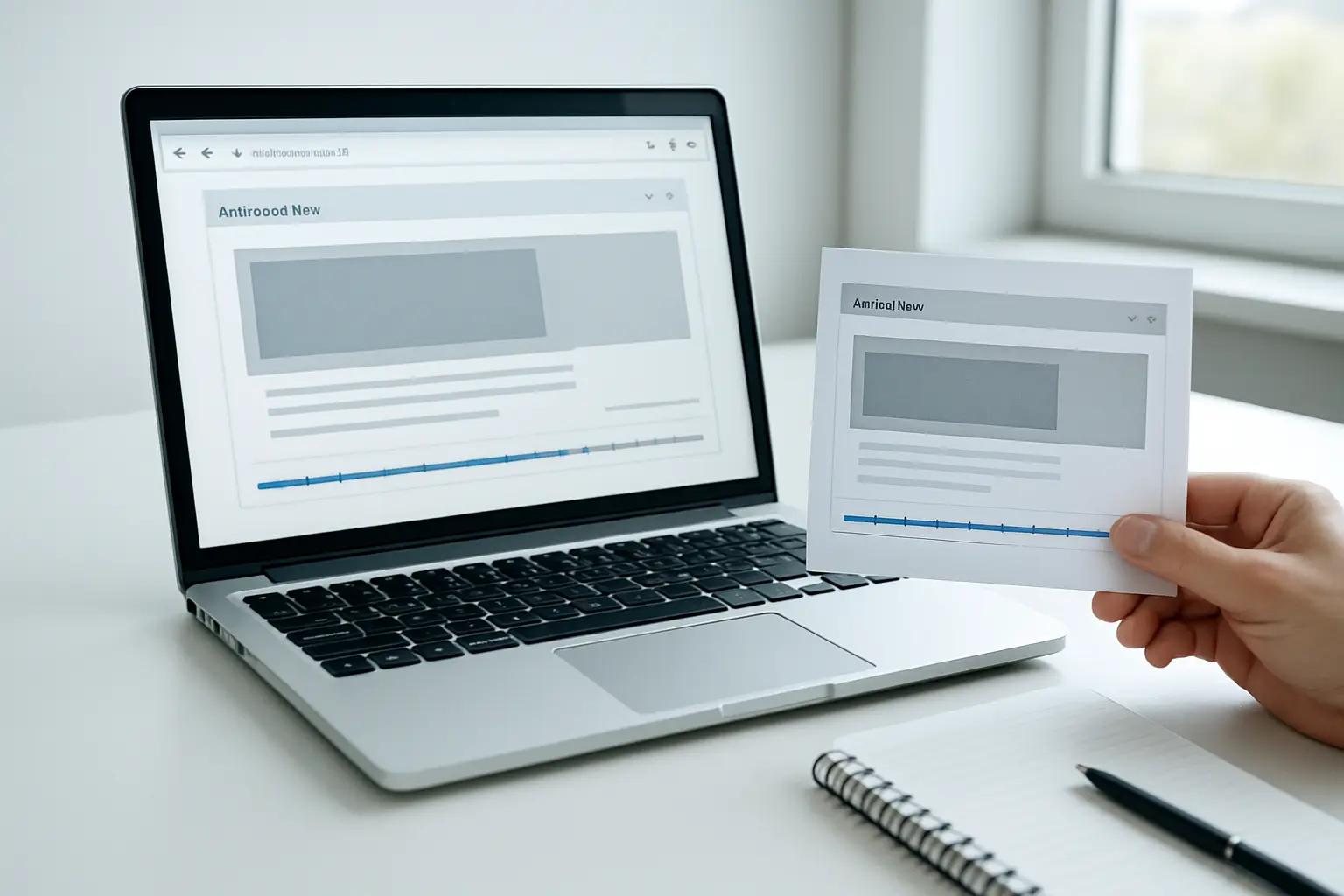 Pantalla con una versión archivada de una página web y una captura impresa al lado