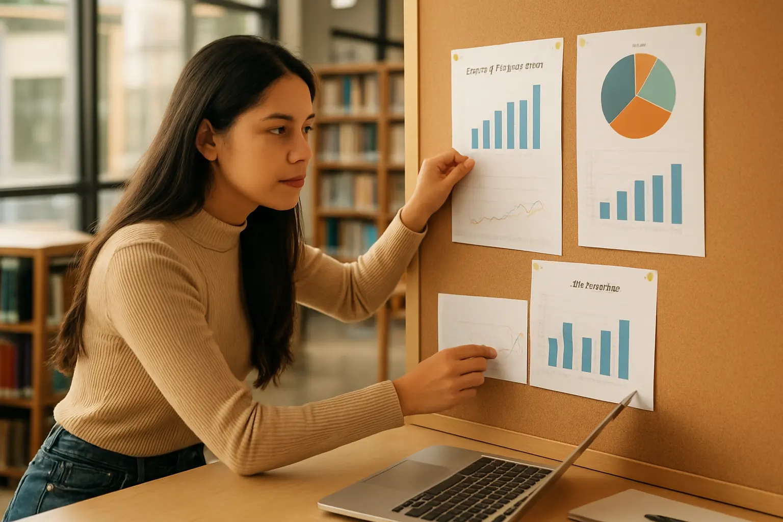 Estudiante de administración de empresas en Colombia organizando temas de trabajo de grado con datos de Confecámaras y el DANE