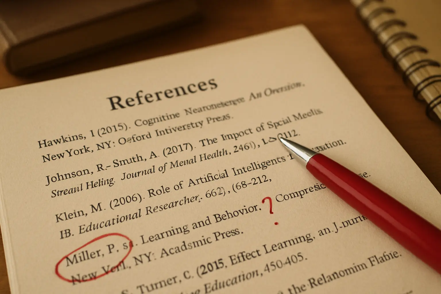 Lista de referencias con una cita normativa marcada para verificar su vigencia