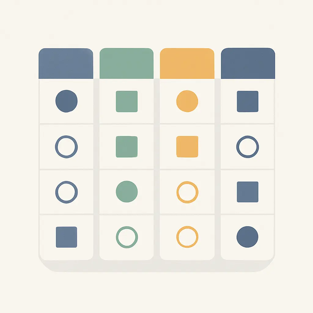 Cuadrícula comparativa de cuatro columnas que representa las herramientas de encuesta evaluadas
