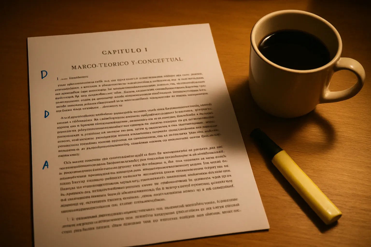 Capítulo impreso con párrafos marcados como descriptivos o analíticos en el margen