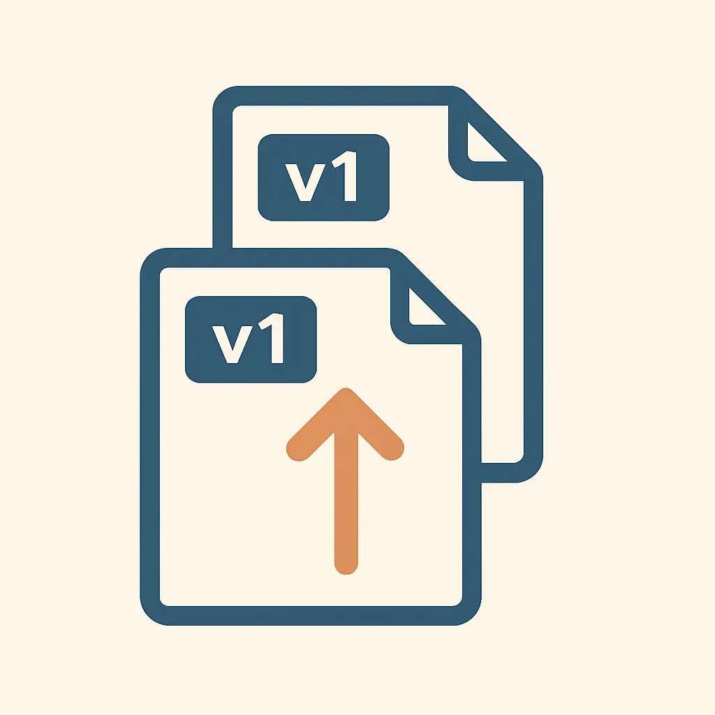 Dos versiones del mismo documento enlazadas, como el control de versiones tras una corrección