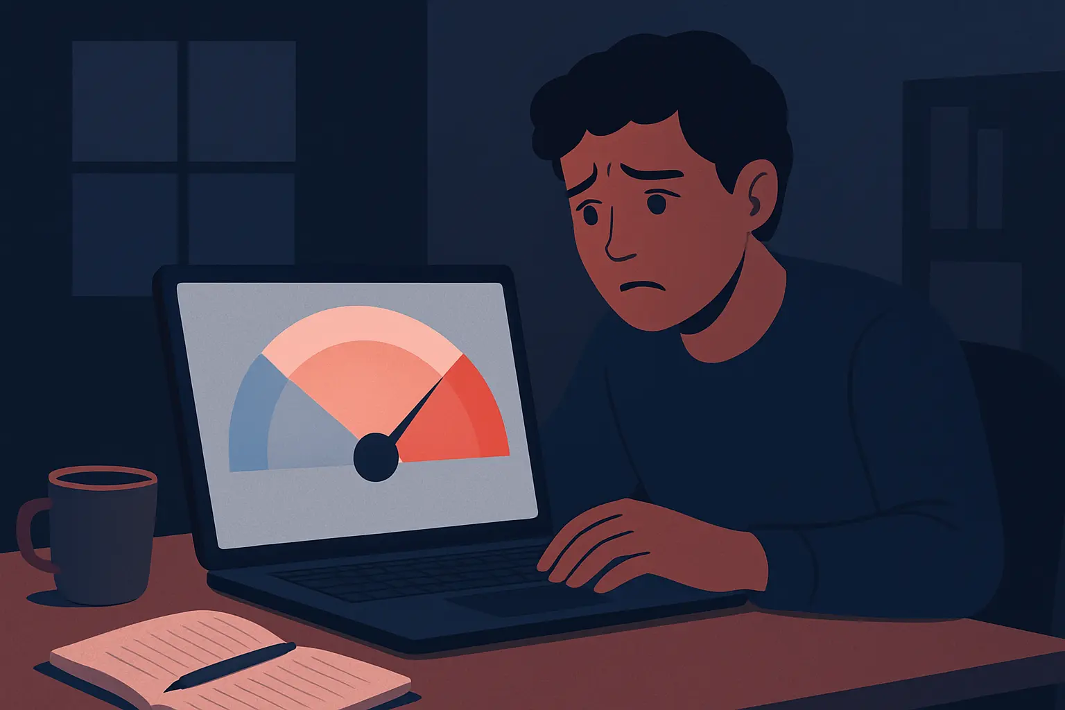Estudiante revisando un resultado de fiabilidad bajo en la salida de su programa estadístico