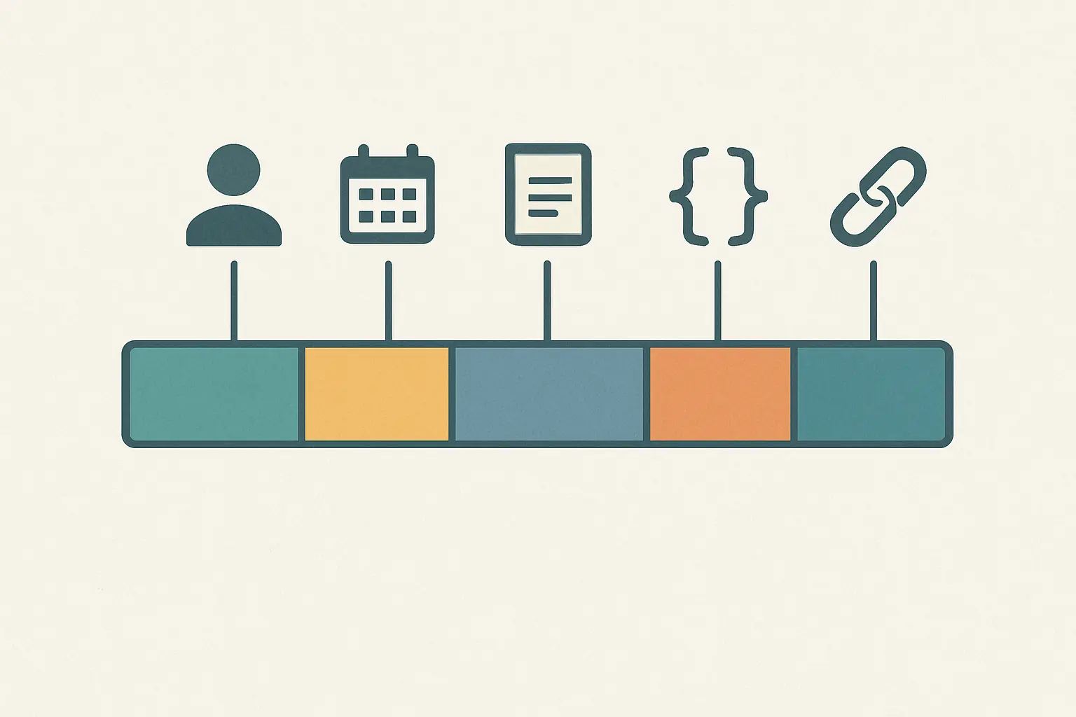 Diagrama de los cinco bloques de una referencia: autor, fecha, título, descriptor entre corchetes y fuente