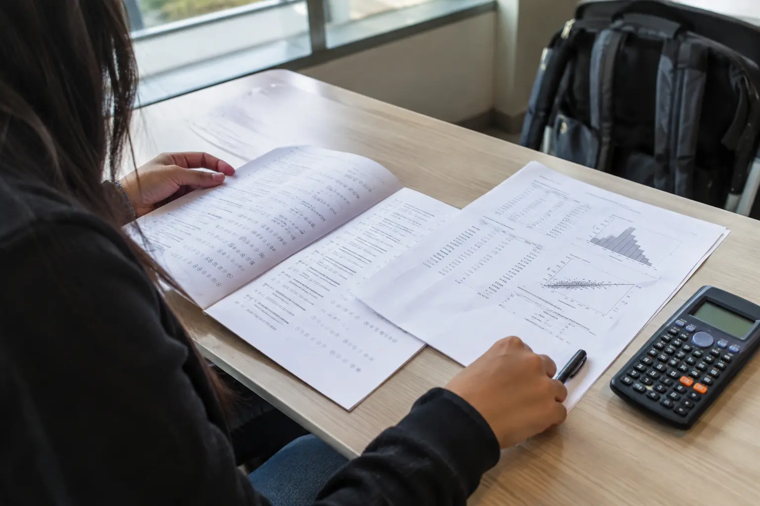Estudiante de psicología comparando un cuestionario con la salida de su análisis de confiabilidad